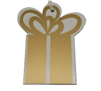 CARDBOARD GIFT BOX TAG-Gold on White Artboard