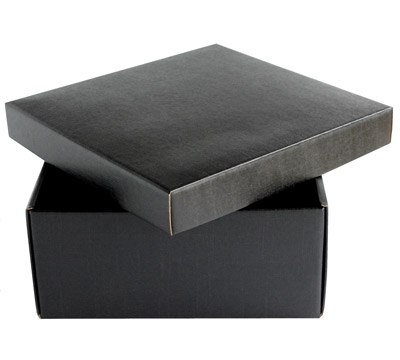 Easy Fold-Low Gift Box (Base and Lid)-Black Linen #2