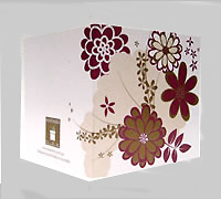 GIFT CARD FLORAL ORIENTAL-Burgundy on White