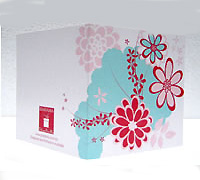 GIFT CARD FLORAL ORIENTAL-Tiffany-Pink-Scarlet on White