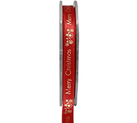 10mm MERRY CHRISTMAS PRINT-Red/Gold