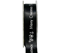 22mm MERRY CHRISTMAS PRINT-Black/Silver