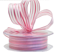 25mm W/E SHEERSTRIPE-Pink/White