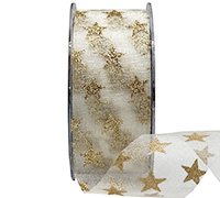 38mm C/E GLITTER STARS-White/Gold