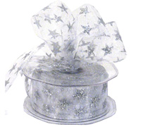 38mm C/E GLITTER STARS-White/Silver