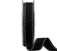 19mm GROSGRAIN STITCH-Black/White