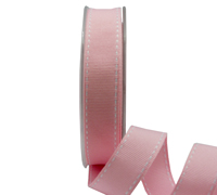 19mm GROSGRAIN STITCH-Pale Pink/White