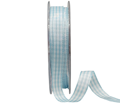 12mm WOVEN GINGHAM-Pale Blue