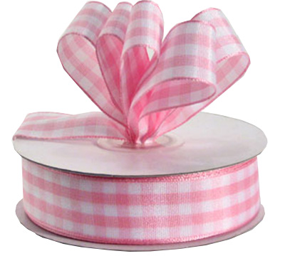 22mm WOVEN GINGHAM-Pale Pink