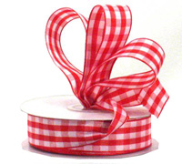 22mm WOVEN GINGHAM-Red