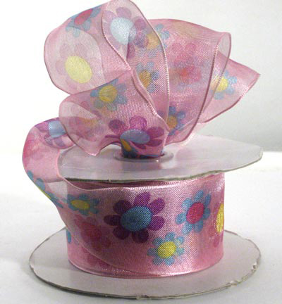 38mm W/SHEER FLOWER-Pink