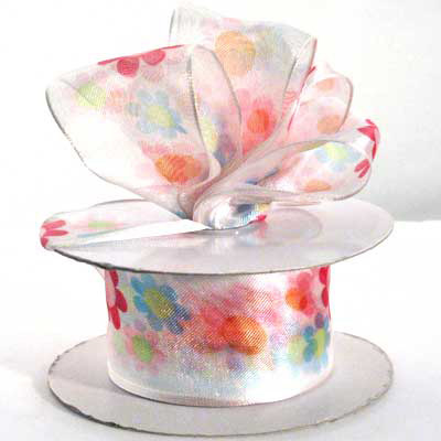 38mm W/SHEER FLOWER-White