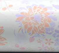 5mt x 50cm FLORAL IMPRESSION WRAP-Pink-Peach-Lilac on White