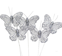 6cm SHEER BUTTERFLY-Silver