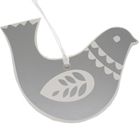 CARDBOARD DOVE GIFT TAG-Silver on White