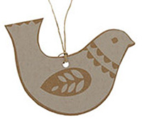 CARDBOARD DOVE GIFT TAG-White on Natural Kraft