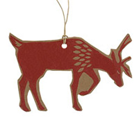 CARDBOARD REINDEER GIFT TAG-Red on Natural Kraft