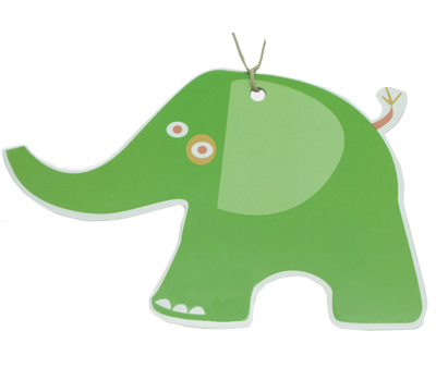 CARDBOARD GIFT TAG-Elephant Lime (white card)