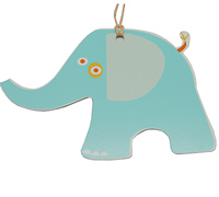 CARDBOARD ELEPHANT GIFT TAG-Tiffany on White