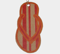 CARDBOARD THONG GIFT TAG-Scarlet-Tangerine on Natural Kraft