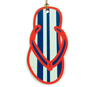 CARDBOARD THONG GIFT TAG-Scarlet-Navy on White