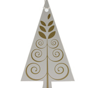 CARDBOARD TREE GIFT TAG-Gold on White