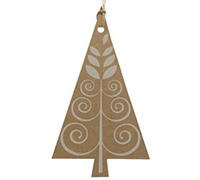 CARDBOARD TREE GIFT TAG PACK-White on Natural Kraft