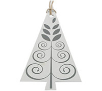 CARDBOARD TREE GIFT TAG-Silver on White