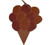 CARDBOARD BALLOON GIFT TAG-Hot Pink-Tan on Natural Kraft