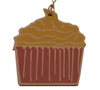 CARDBOARD CUPCAKE GIFT TAG-Yellow-Hot Pink on Natural Kraft