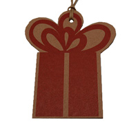 CARDBOARD GIFT BOX TAG-Scarlet on Natural Kraft
