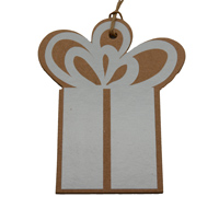 CARDBOARD GIFT BOX TAG-White on Natural Kraft