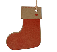 CARDBOARD XMAS BOOT GIFT TAG-Red on Natural Kraft