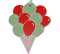 CARDBOARD BALLOON GIFT TAG-Mint-Scarlet on White Artboard