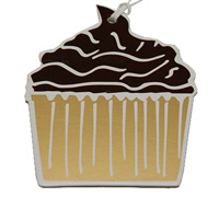 CARDBOARD CUPCAKE GIFT TAG-Dark Brown-Gold on White Artboard
