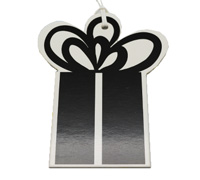 CARDBOARD GIFT BOX TAG-Black on White Artboard