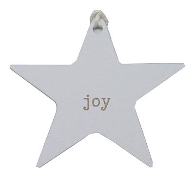 CARDBOARD STAR GIFT TAG-Joy-Gold on White Kraft