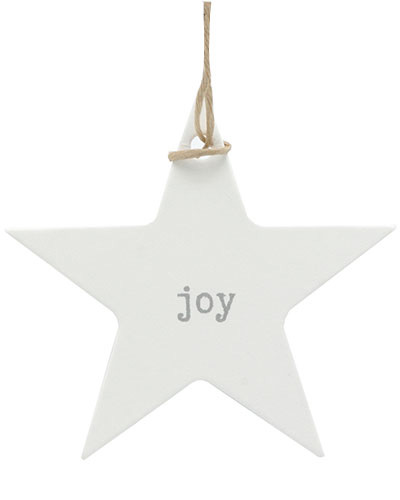 CARDBOARD STAR GIFT TAG-Joy-Silver on White Kraft