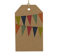 CARDBOARD BUNTING LUGGAGE TAG-Brights on Natural Kraft