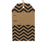 CARDBOARD CHEVRON LUGGAGE TAG-Black on Natural Kraft