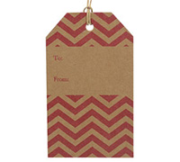 CARDBOARD CHEVRON LUGGAGE TAG-Hot Pink on Natural Kraft
