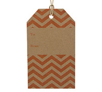 CARDBOARD CHEVRON LUGGAGE TAG-Tangerine on Natural Kraft