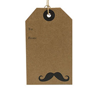 CARDBOARD MOUSTACHE LUGGAGE TAG-Black on Natural Kraft