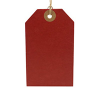 CARDBOARD LUGGAGE TAG-Plain Red (Brown Kraft)