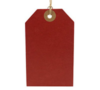 CARDBOARD LUGGAGE TAG-Plain Red on Natural Kraft