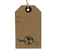 CARDBOARD TRAVEL LUGGAGE TAG-Black on Natural Kraft