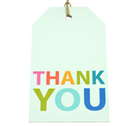 CARDBOARD LUGGAGE TAG-Thank You-Bright on White