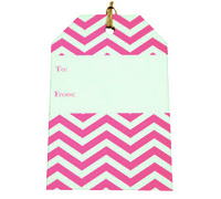 CARDBOARD CHEVRON LUGGAGE TAG-Hot Pink on White