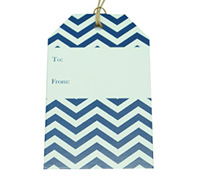 CARDBOARD CHEVRON LUGGAGE TAG-Navy on White