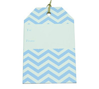 CARDBOARD CHEVRON LUGGAGE TAG-Pale Blue on White